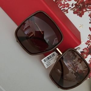 Brand New Fendi Brown Angular Oversized Sunglasses